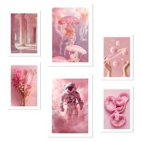 POSTER Set Mit 6 Pinke Komposition A3 & A4 Rahmenlos - Klar, Papier (29/3cm) - Nacnic