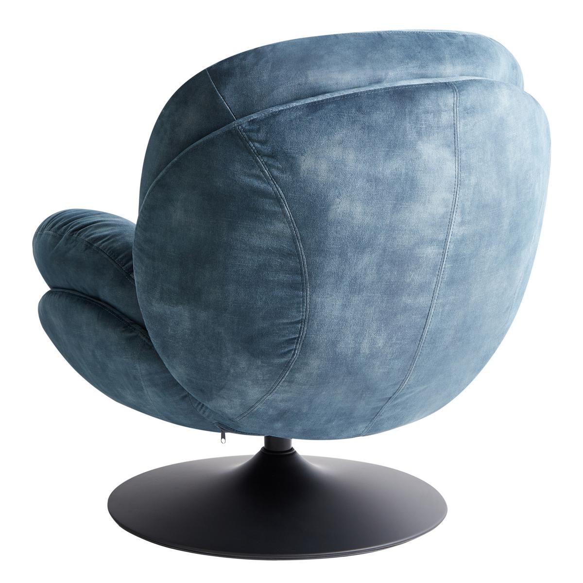 DREHSESSEL Dunkelblau Nolvik - Schwarz/Dunkelblau, Textil/Metall (82/82/85cm) - Beliani