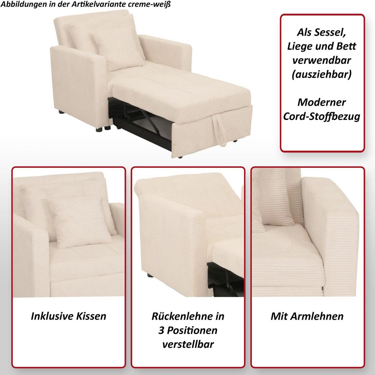 SCHLAFSESSEL Hellgrau - Hellgrau, Textil (100/86/88cm) - MCW