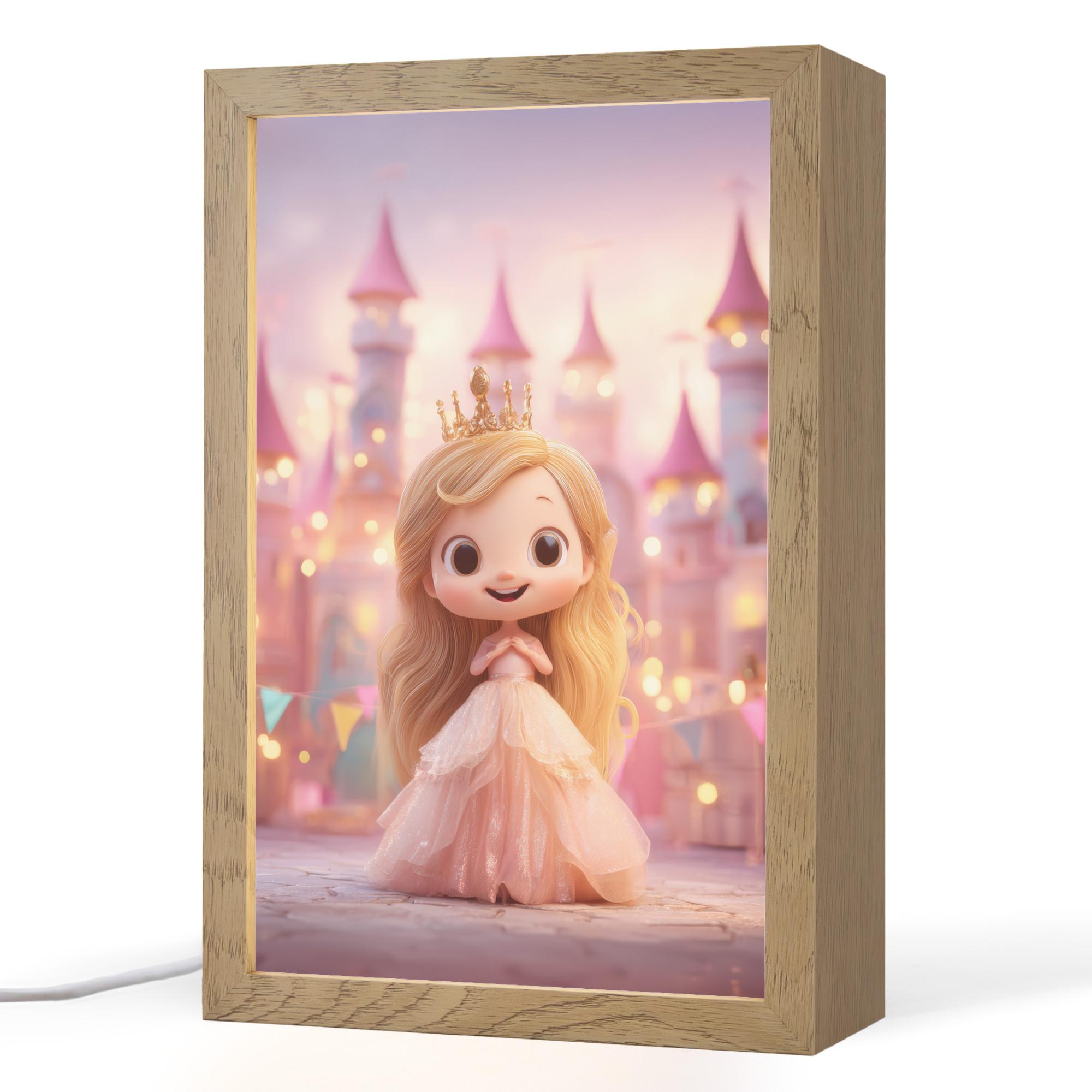 NACHTTISCHLAMPE Prinzessin - Rosa - Schloss 20x30 cm - Rosa, Holzwerkstoff (8/20/30cm) - OnlyWow