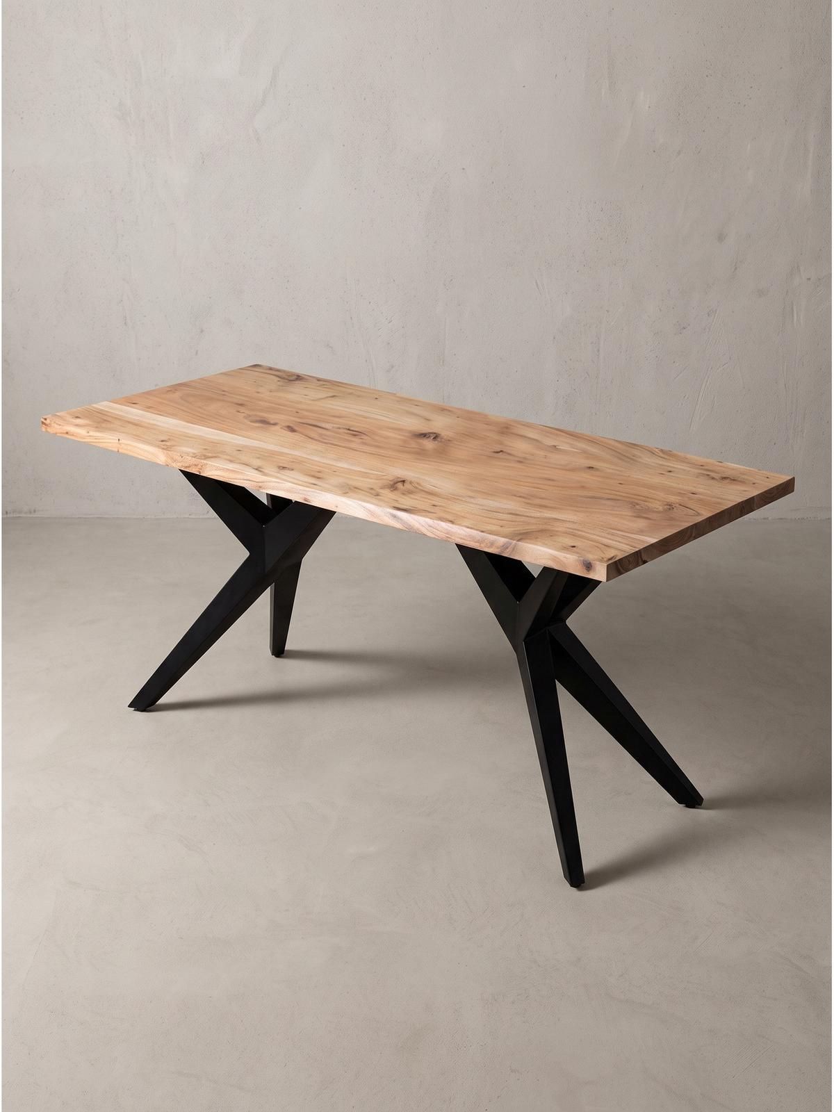SCHREIBTISCH BLAVET, Akazie Massivholz, Akazie-Schwarz, 180 x 90 x 76 cm - Schwarz/Akaziefarben, Holz/Metall (90/180/76cm) - KADIMA DESIGN