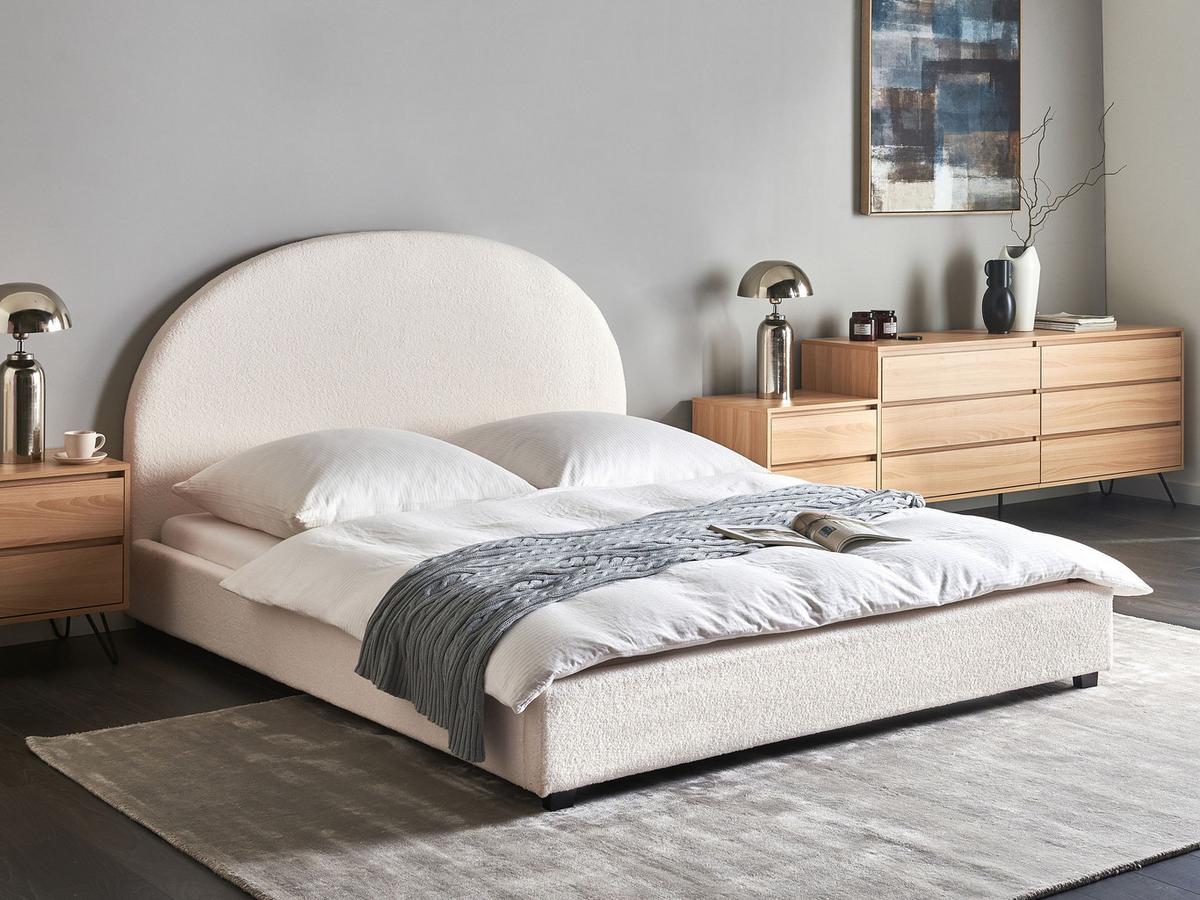 BETT mit Lattenrost 160/200 cm Cremeweiß Vaucluse - Weiß, Textil (160/200cm) - Beliani