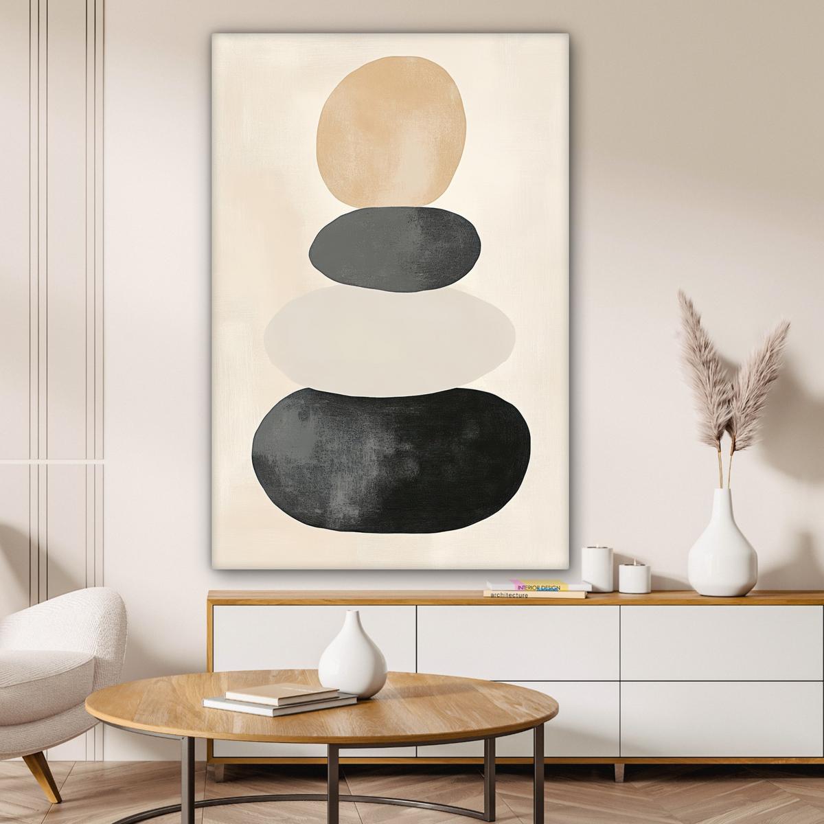 LEINWANDBILD Japandi - Wabi sabi - Beige Deko XXL 80x120 cm - Taupe, Textil (80/120cm) - MuchoWow