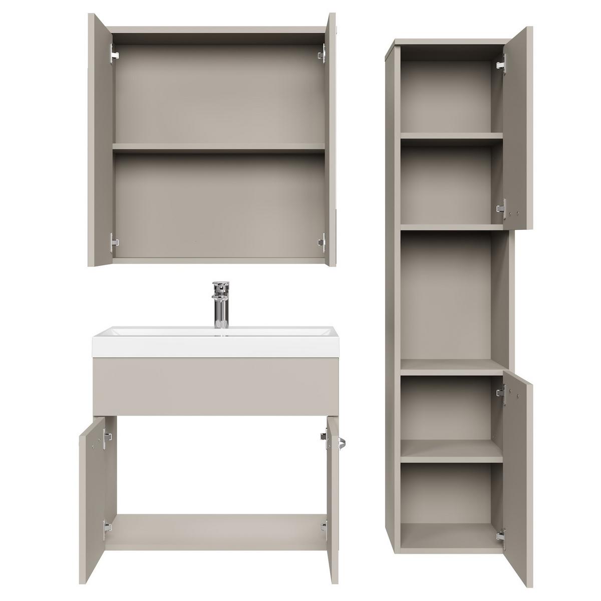 BADMÖBEL-SET Montreal 4 Teile Spiegelschrank Cashmere - 60 x 35 x 51 cm - Kaschmir, Holz (60/51/35cm) - Badplaats
