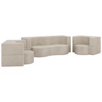 SITZGARNITUR SANOA 2+1+1 - Creme Cord - Creme, Textil (200/68/100cm) - MKS