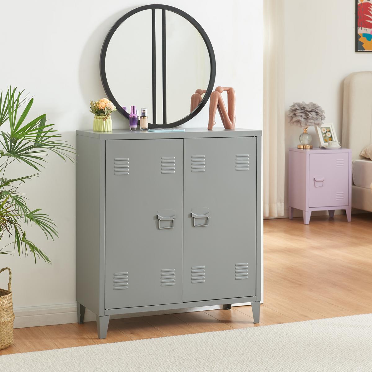 METALLSCHRANK Oripää - Dunkelgrau, Metall (80/90/33cm) - [en.casa]