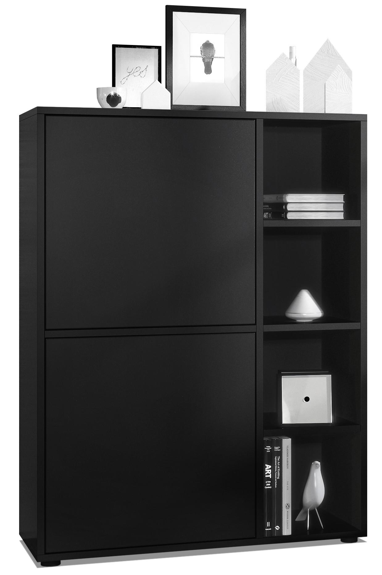 HIGHBOARD Cuba Türen in Schwarz matt - Schwarz, Holzwerkstoff (79/105.5/35.5cm) - Vladon