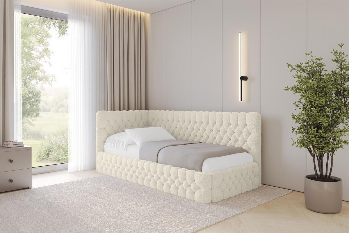 EINZELLBETT Jugendbett mit Bettkasten, Rechts - MULY 100x200 Beige - Perlmutt, Holzwerkstoff/Textil (100/200cm) - ALTDECOR