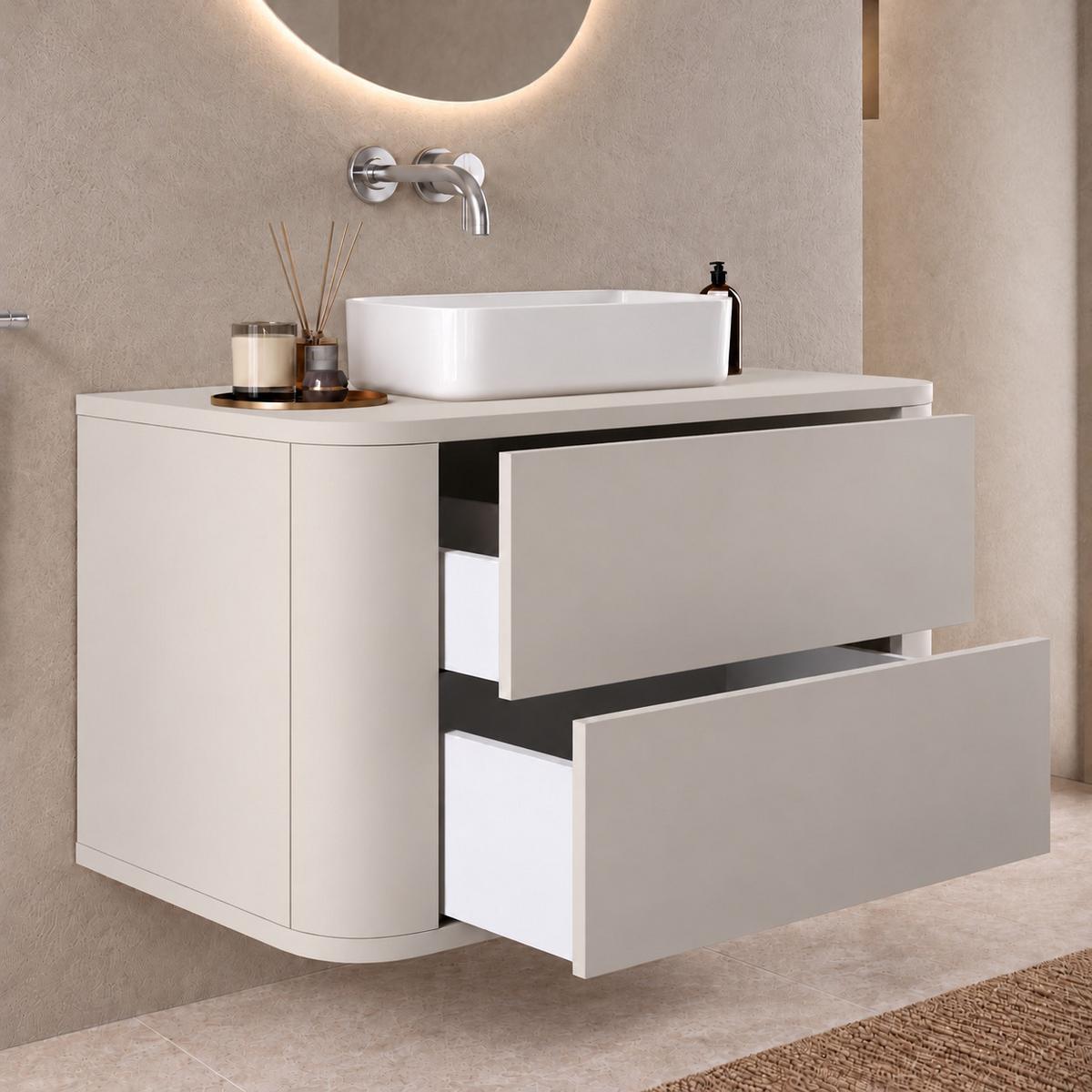 WASCHBECKENUNTERSCHRANK Como 2 Schubladen Cashmere - 80 x 46 x 46 cm - Kaschmir, Holz (80/46/46cm) - Badplaats