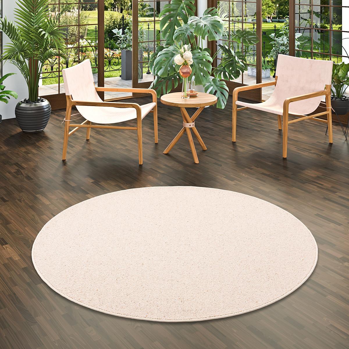 NATUR TEPPICH WOLLE BERBER RUND - Beige, Textil (133/133cm) - Snapstyle