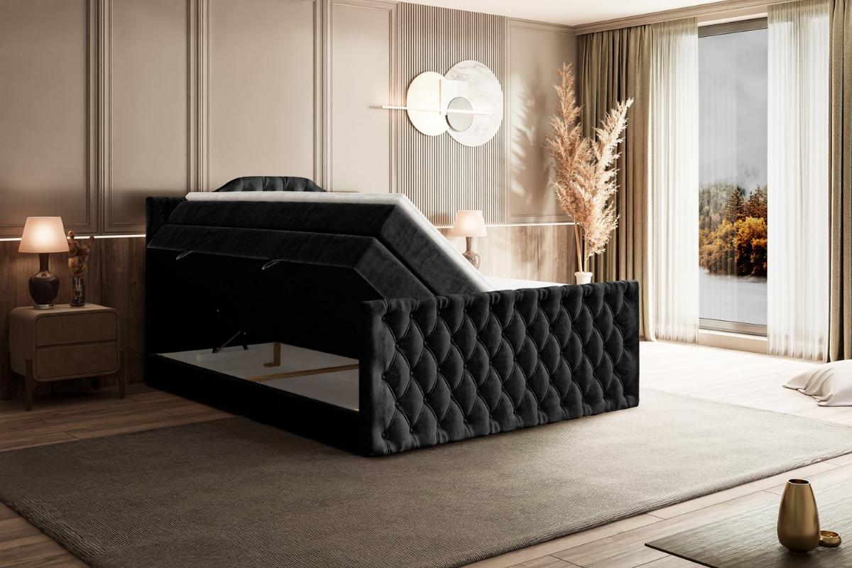 BOXSPRINGBETT VILA-1-Z KING - 140x200 - H3/H4 - Schwarz - Schwarz, Holzwerkstoff (140/200cm) - ALTDECOR