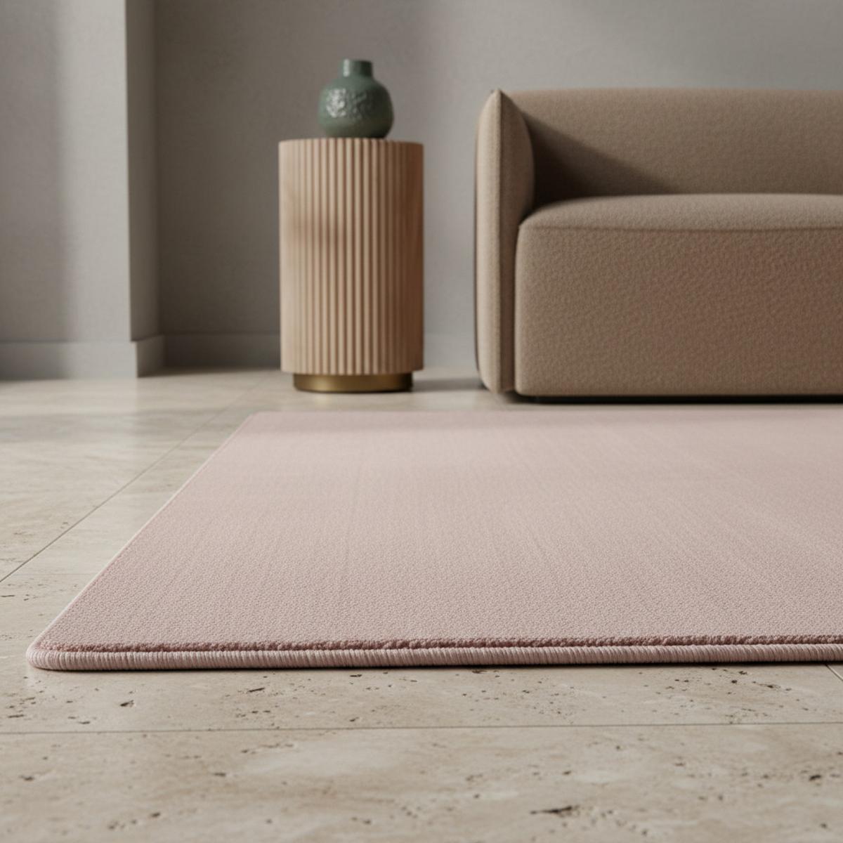 TEPPICH Kurzflor Waschbar LECH in Rosa, einfarbig, 80 x 250 cm - Rosa, Textil (250/80cm) - KADIMA DESIGN