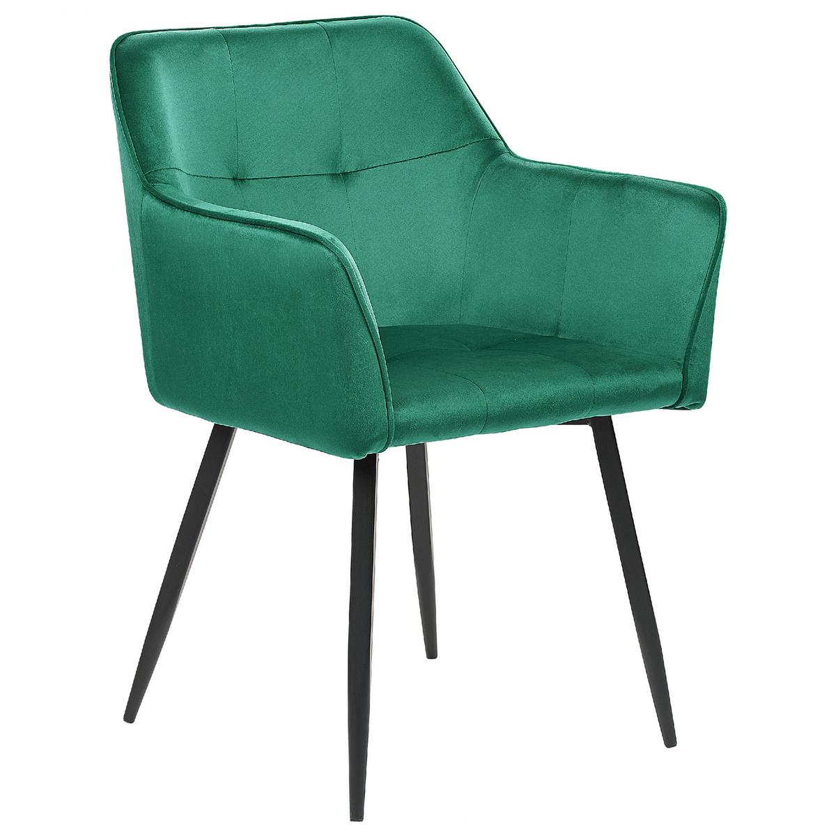 ESSZIMMERSTUHL 2er-Set Samtstoff Grün Jasmin - Grün, Textil/Metall (60/84/49cm) - Beliani