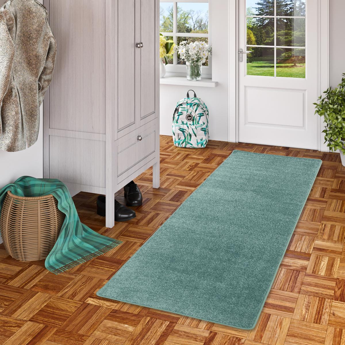 HOCHFLOR VELOURS LÄUFER TEPPICH LUNA - Mintgrün, Textil (80/320cm) - Snapstyle