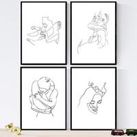 POSTER Set mit 4 Verliebte Paare A3 Schwarzer Rahmen - Schwarz, Papier (29.7/3cm) - Nacnic