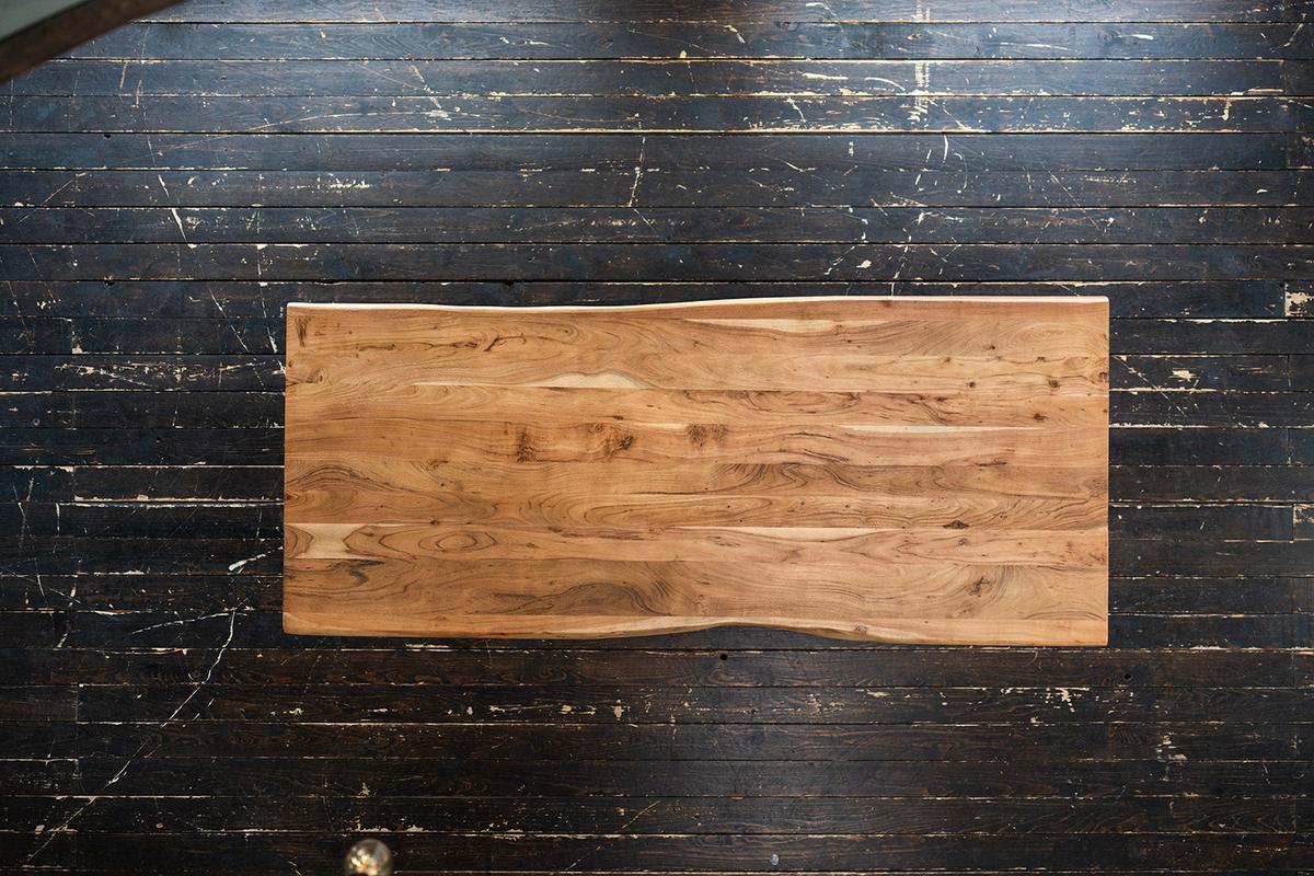 ESSTISCH MIT BAUMKANTE PALO Braun Akazie - Schwarz/Braun, Holz/Metall (100/200/78cm) - KAWOLA