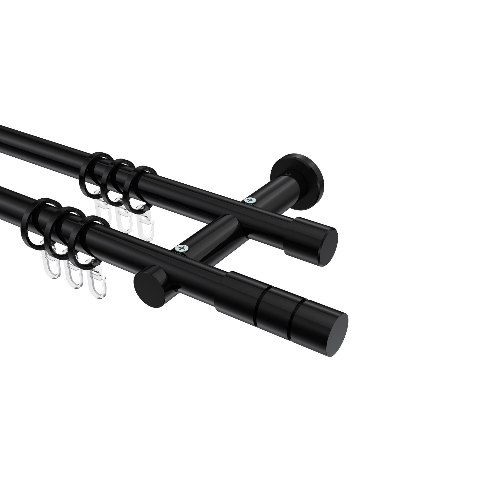 GARDINENSTANGE Platon Elanto 320 cm (geteilt in 2 x 160 cm), 2-läufig, 20 mm Ø Schwarz - Schwarz, Metall (320cm) - INTERDECO