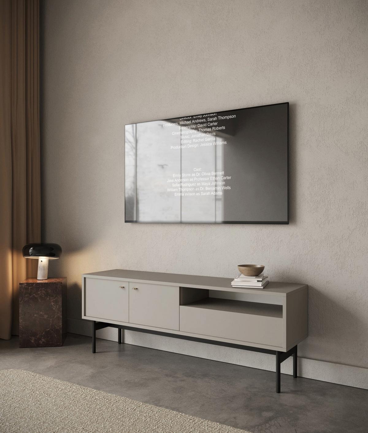 TV-LOWBOARD Olar II GREIGE 154 CM - Kaschmir/Goldfarben, Holzwerkstoff/Metall (154/56.6/38cm) - Selsey