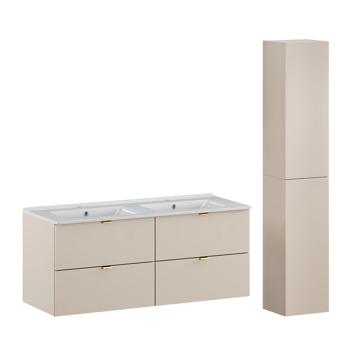 BADMÖBEL 120cm Azel 2er-Set Kaschmir - Beige, Holzwerkstoff (120/50/46cm) - Petits-meubles