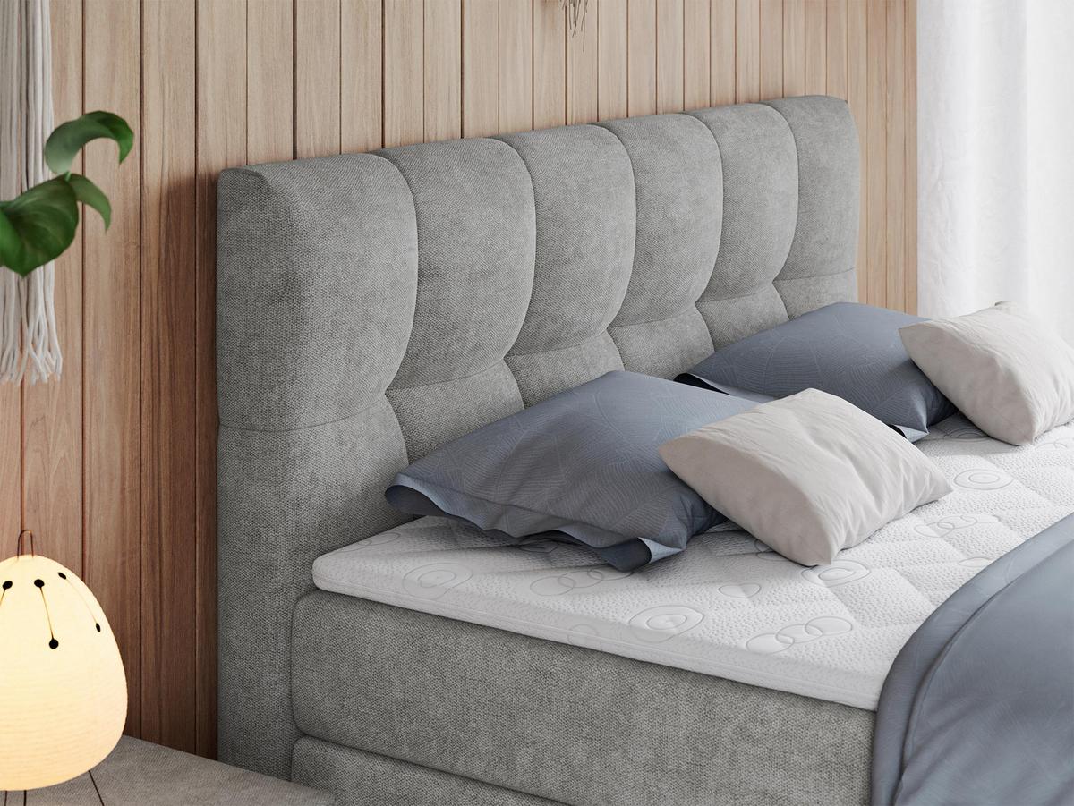 BOXSPRINGBETT ALVIN KING 160/200 Hellgrau Struktur - H4 - Hellgrau, Holz/Textil (160/200cm) - MKS