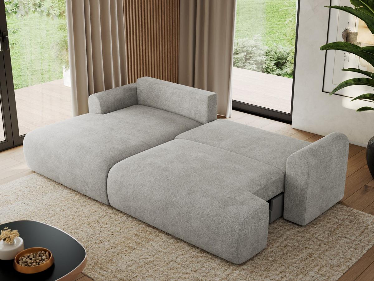 ECKSCHLAFSOFA TONO L Hellgrau Struktur - links - Hellgrau/Schwarz, Kunststoff/Textil (260/150cm) - MKS