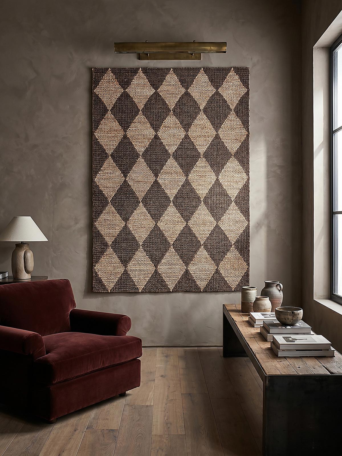 JUTETEPPICH BAIN, mit Rautenmuster, Braun, 160 x 230 cm - Braun, Textil (230/160cm) - KADIMA DESIGN