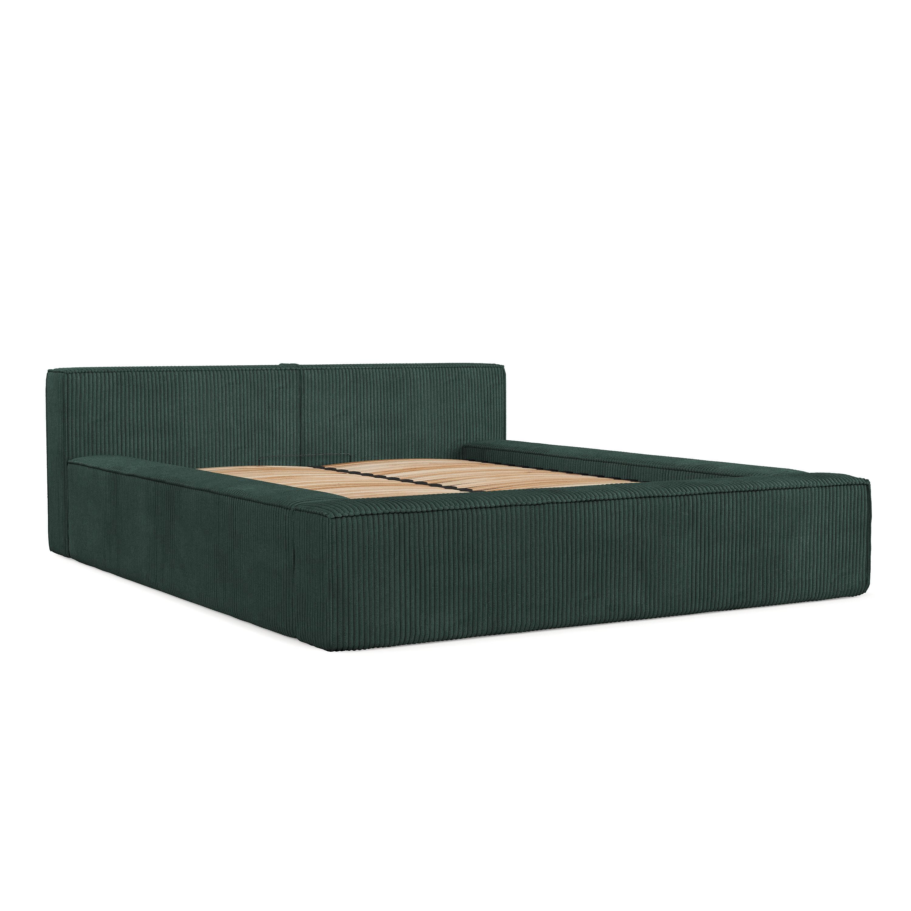 POLSTERBETT Casto mit Stauraum 180/200 cm Grün im Poso Stoff - Schwarz/Naturfarben, Holz/Holzwerkstoff (180/200cm) - AltaBeds