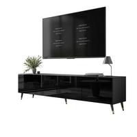 TV-ELEMENT AURA 200 Schwarz Hochglanz – Beinfarbe: Schwarz + Gold - Schwarz, Holzwerkstoff (200/48/40cm) - Lookway