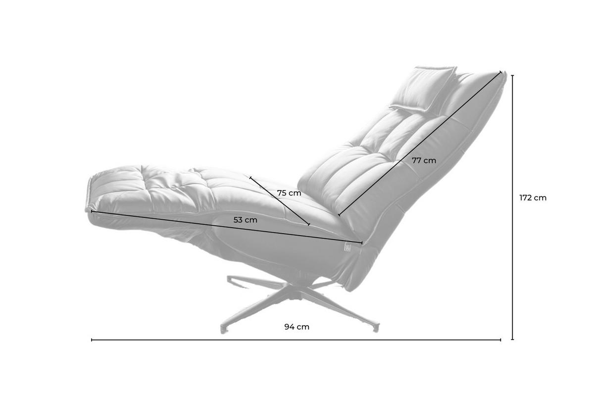 RELAXSESSEL MIKO Braun Leder Relaxfunktion - Schwarz/Braun, Leder/Metall (75/115/94cm) - KAWOLA
