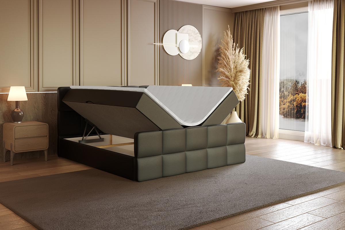 BOXBETT mit Matratze und Lattenrost - LIRO-Z - 200x200 - Schwarz Kunstleder - Schwarz, Holzwerkstoff (200/200cm) - ALTDECOR
