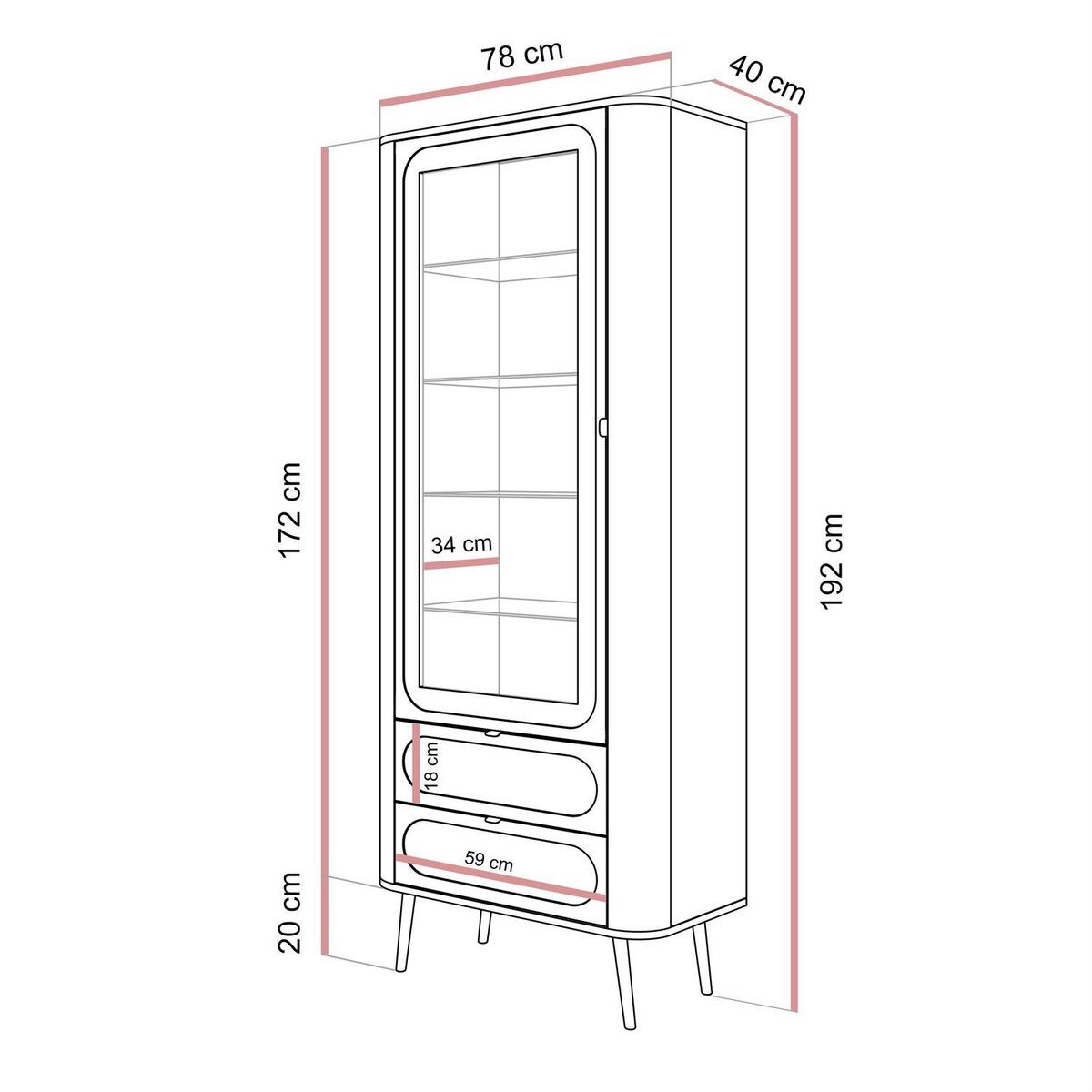 VITRINE SHADOW verglast mit Regalböden - Schwarz, Holzwerkstoff (78/192/40cm) - Lookway