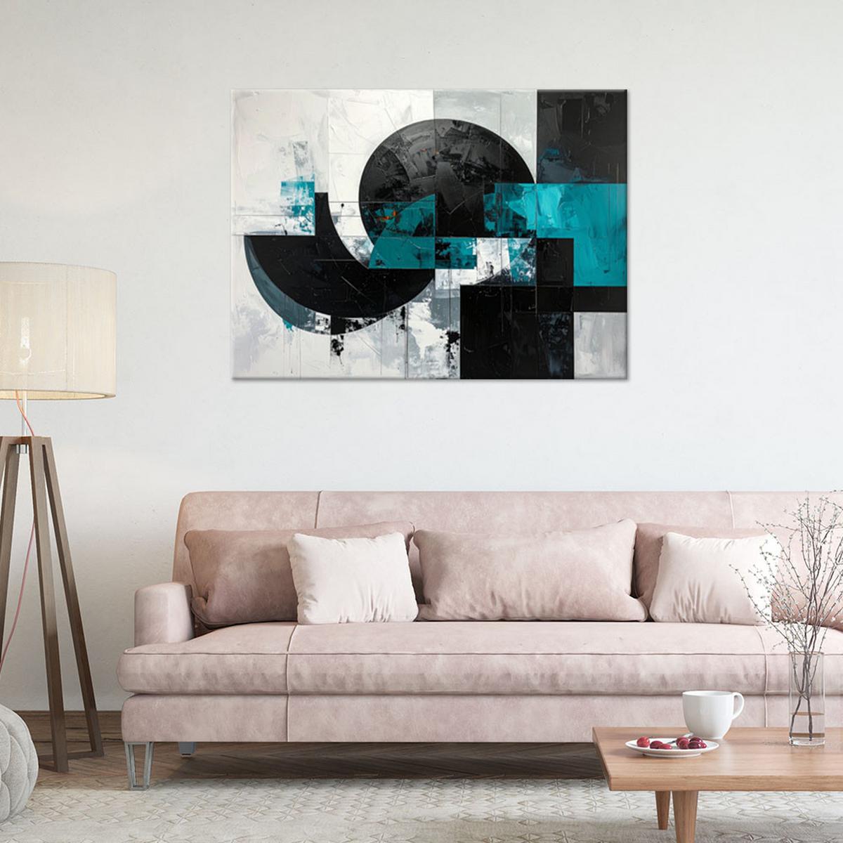LEINWANDBILD 3D und geometrisch 100x70cm - Türkis, Textil (100/70cm) - Feeby