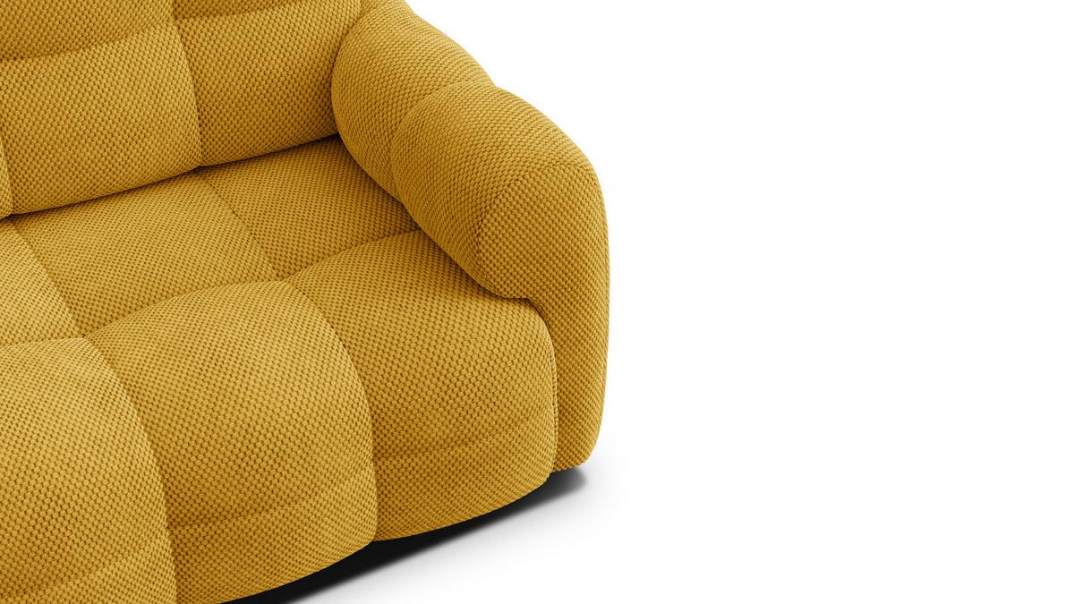 SOFA MELLOW 2,5-Sitzer, safran - Gelb/Schwarz, Holz/Textil (183/87/98cm) - Wozimo