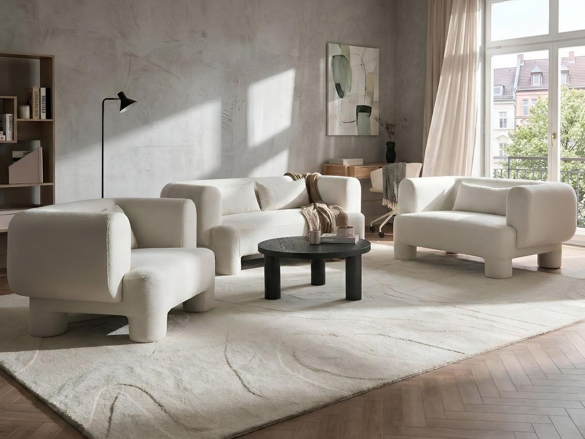 SOFA-SET 6-Sitzer Stoff Weiß Hogbo - Weiß, Textil (180/73/93cm) - Beliani