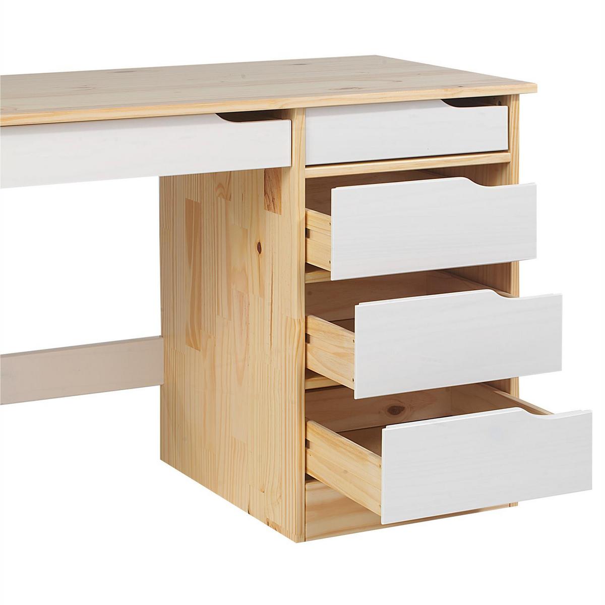 SCHREIBTISCH HUGO natur/weiß - Naturfarben/Weiß, Holz (54/114/76cm) - IDIMEX