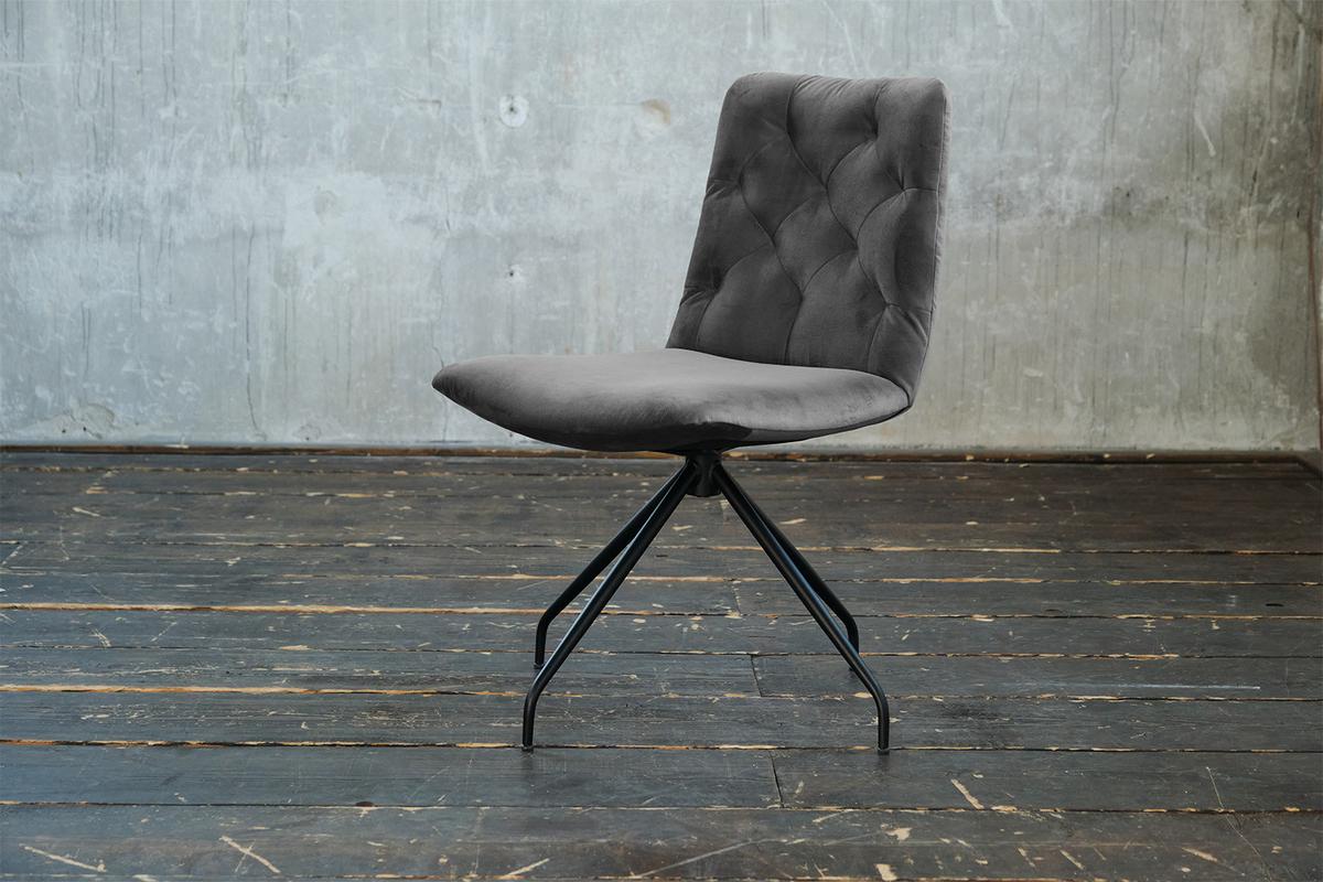 DREHSTUHL NEW CHARME Steingrau Velvet (1er-Set) - Grau, Textil (52/87/66cm) - KAWOLA