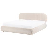 BETT mit Stauraum 180/200 cm Stoff Hellbeige Campan - Beige, Textil (180/200cm) - Beliani
