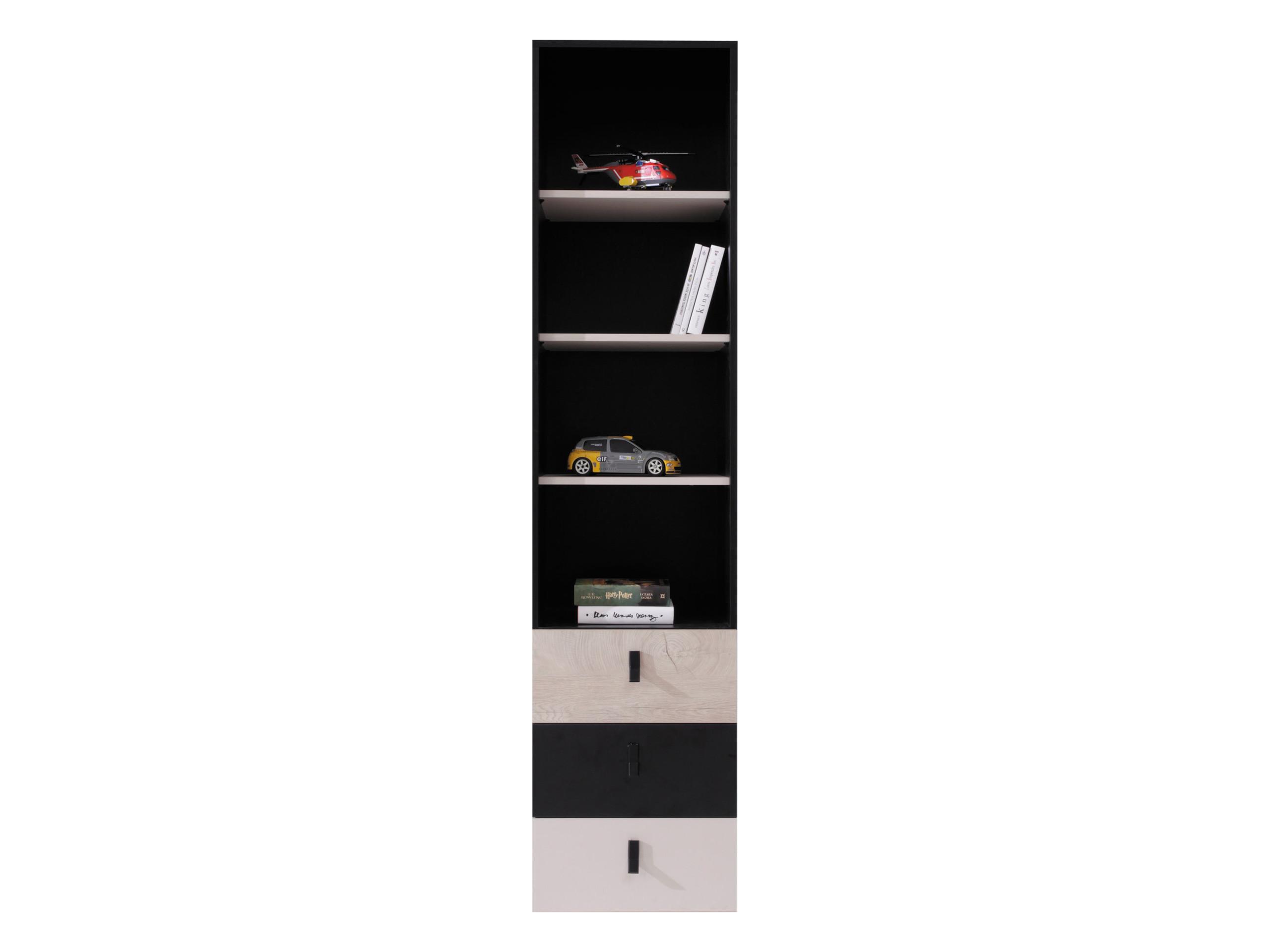 REGAL Planet 06 - Eichefarben/Schwarz, Holzwerkstoff (45/190/40cm) - MIRJAN24