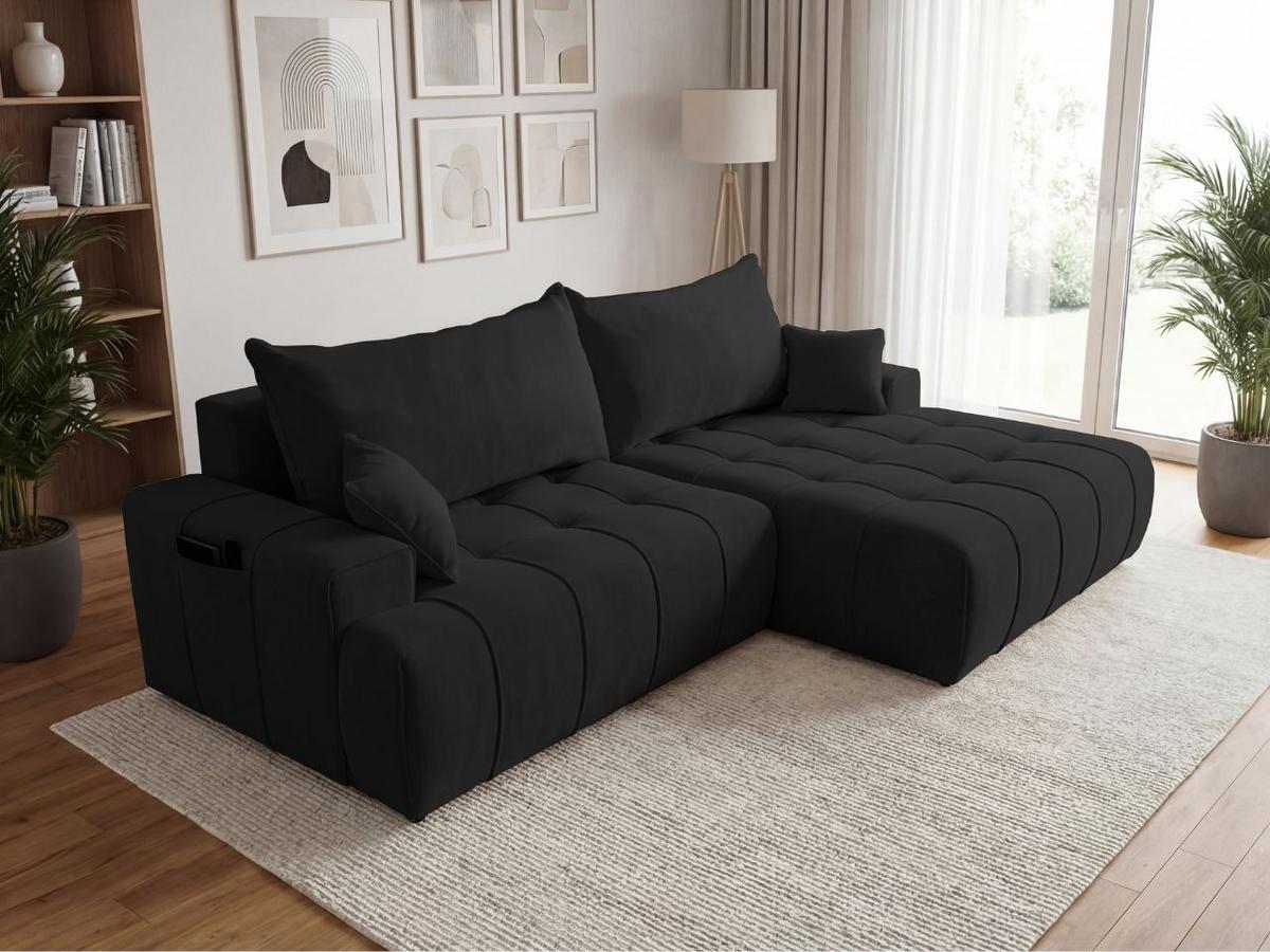 ECKSOFA Tulio Schwarz Rechts - Schwarz, Holz/Textil (165/270cm) - Graingold