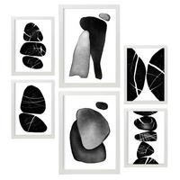 POSTER Set Mit 6 Palladische Gesteine In Liebhaber Abstrakt Ästhetische Dekorative Gemälde Für Ihr Wohnzimmer Zuhause A3 & A4 Weißer Rahmen - Weiß, Papier (29/3cm) - Nacnic