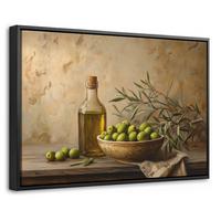 LEINWAND Bilder mit Rahmen - Oliven - Stilleben - Vintage - 30x20 - Olivgrün, Textil (30/20cm) - MuchoWow