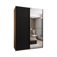SCHWEBETÜRENSCHRANK 245,5/180/64 2-türig - Schwarz/Eiche Artisan, Holz/Metall (180/245/64cm) - Abiks Möbel