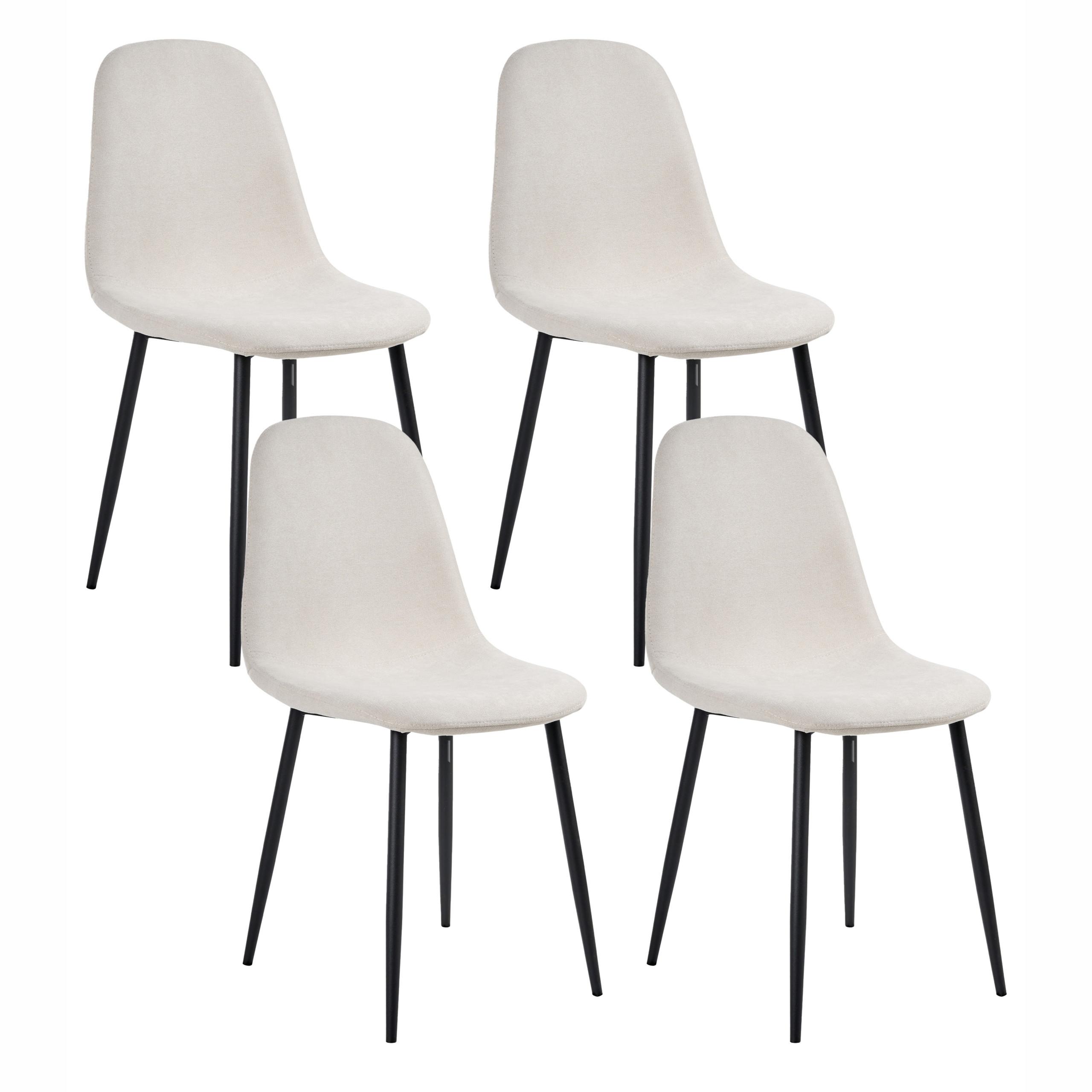 ESSZIMMERSTUHL 4er-Set Hellbeige Crandall - Beige/Schwarz, Textil (44/87/53cm) - Beliani