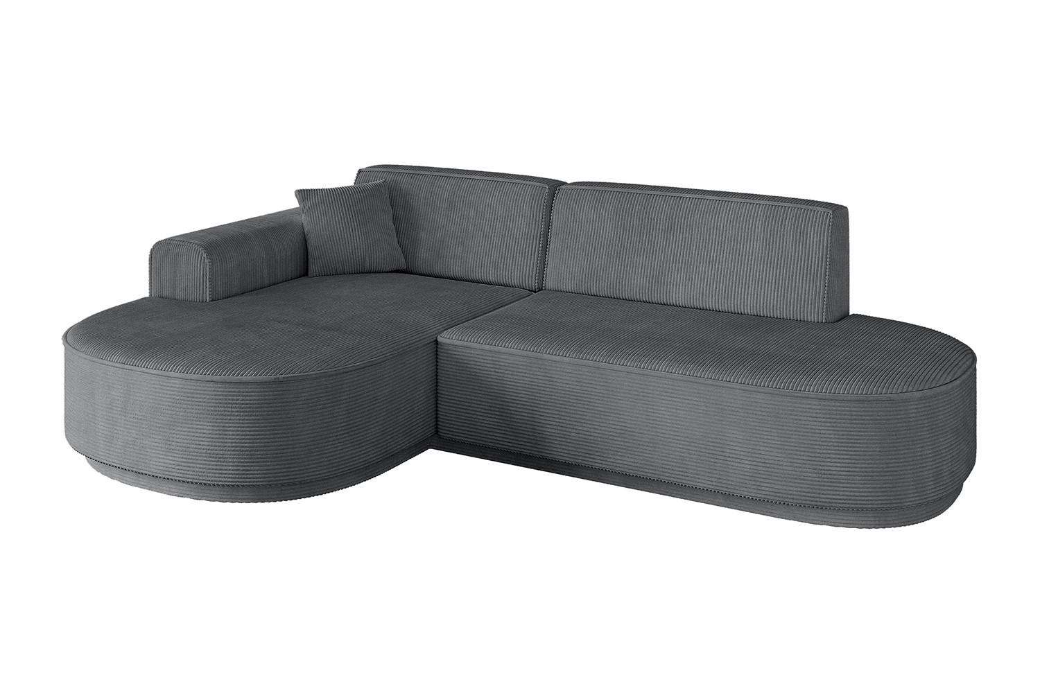 ECKSOFA Ottomane Links MARI-L1-v3 - 243x171x83 cm Dunkelgrau Cord - Dunkelgrau/Schwarz, Holzwerkstoff/Kunststoff (243/171cm) - ALTDECOR