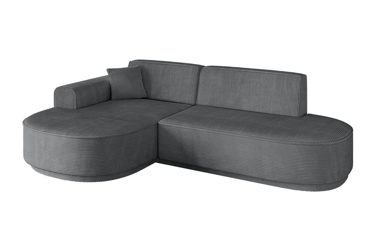 ECKSOFA Ottomane Links MARI-L1 - 243x171x79 cm Dunkelgrau Cord - Dunkelgrau/Schwarz, Holzwerkstoff/Kunststoff (163/234cm) - ALTDECOR