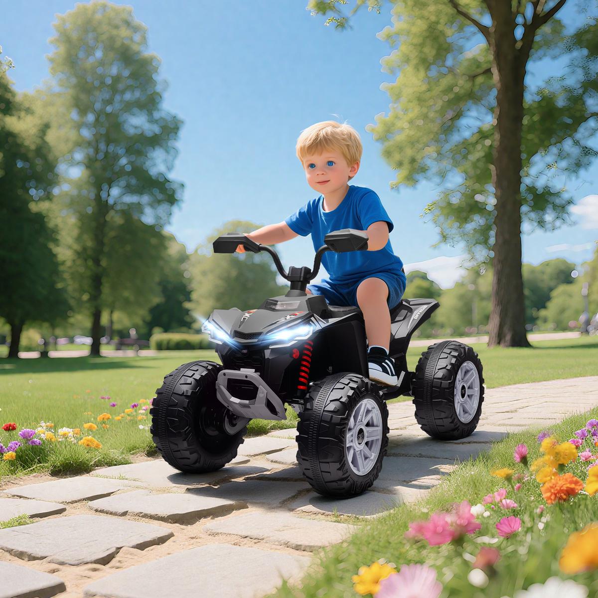 KINDER-ELEKTROQUAD 24V mit Vorwärts-, Rückwärtsfunktion, 2 Sitzer, Schwarz - Schwarz, Kunststoff (109/68.5/76cm) - AIYAPLAY