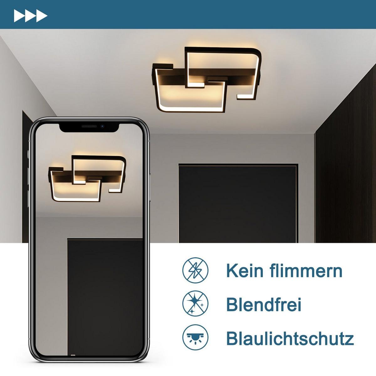 LED-DECKENLEUCHTE Amalfrieda 30/25/5 cm - Schwarz, Metall (30/25/5cm) - Nettlife