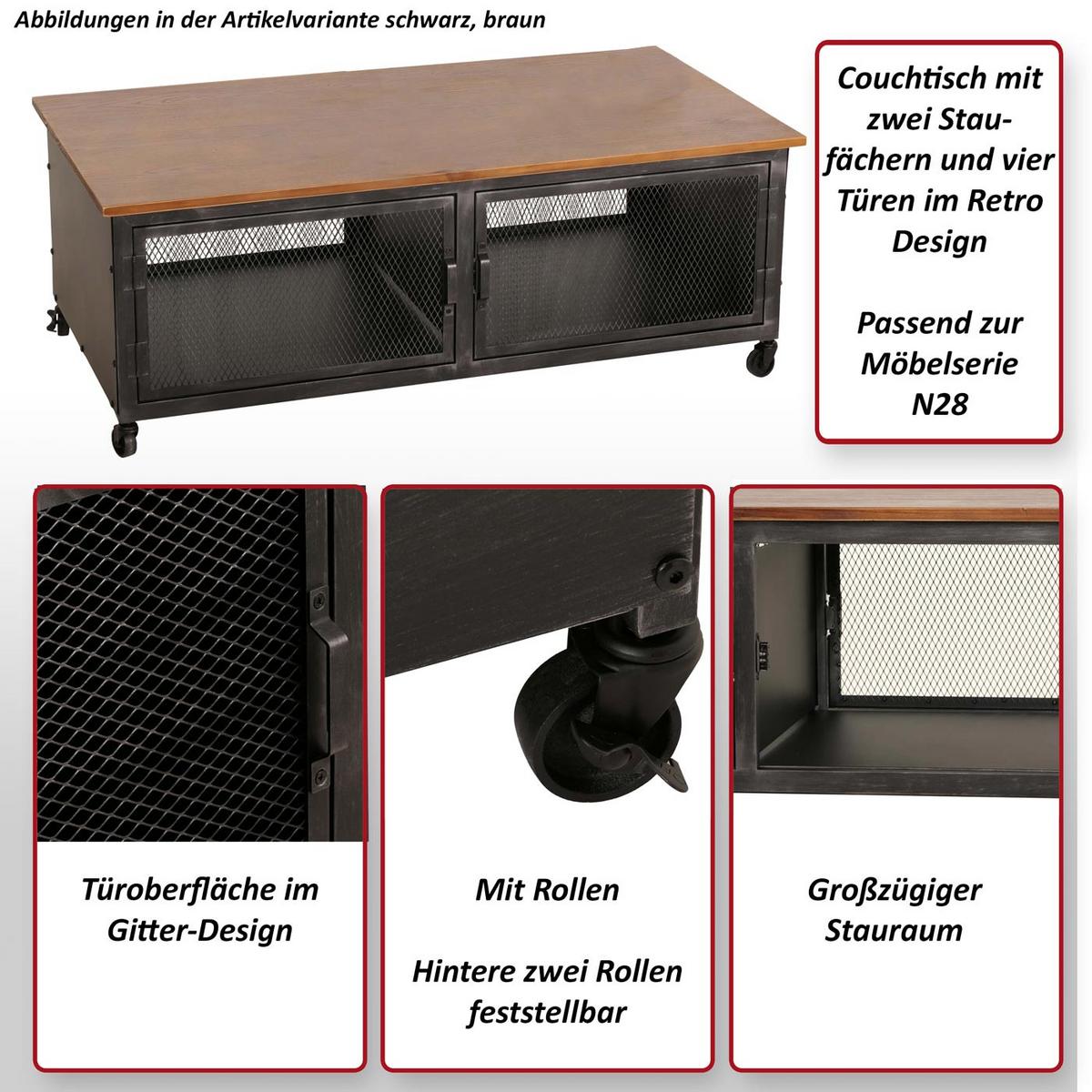 COUCHTISCH Schwarz, Braun - Schwarz/Braun, Holz (60/120/45cm) - MCW