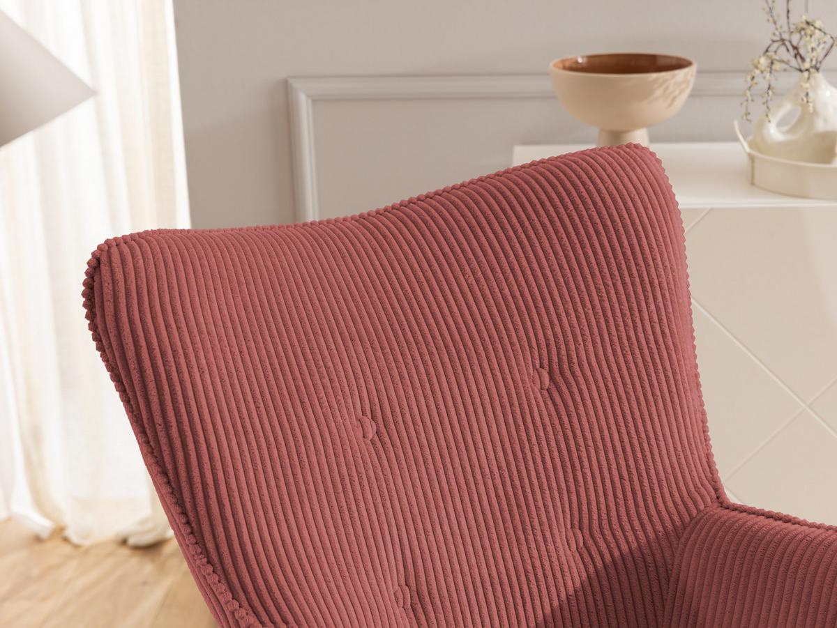 LOUNGESESSEL mit Fußhocker Lenari Terrakotta Cordstoff mit Füßen in Braun - Terracotta/Braun, Holz/Textil (71/96/86cm) - S-Style Möbel