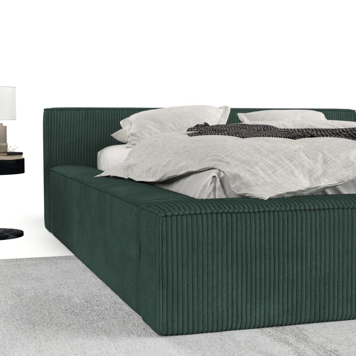 POLSTERBETT Casto mit Stauraum 200/200 cm Grün im Poso Stoff - Schwarz/Naturfarben, Holz/Holzwerkstoff (200/200cm) - AltaBeds